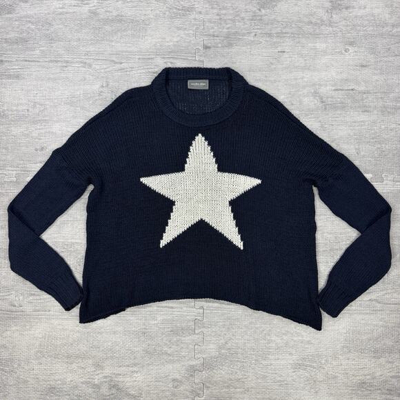 Wooden Ships Paola Buendia Sweater Small/Medium Blue BIG STAR Loose Knit Slouchy - Picture 2 of 9